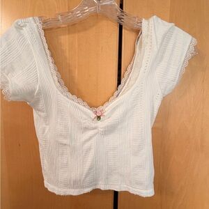 Urban outfitters White Lace Trimmed Top